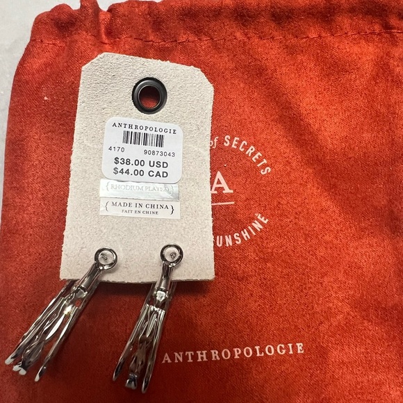 NEW Anthropologie Silver Textured Hoop Earrings Modern Minimalist Jewelry - Picture 2 of 2